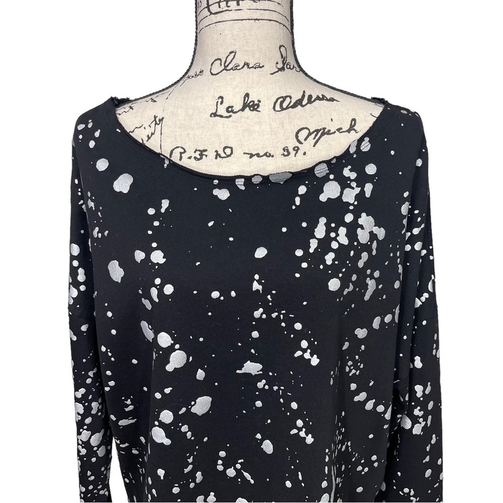 New FATE Boutique Splashed Design Black and Silver Elevated Sweatshirt NWT - Picture 5 of 10